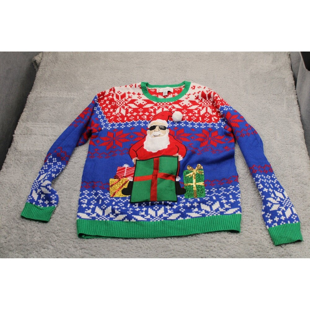 Jolly Sweaters Men's L/G Ugly Christmas Sweater Santa Gifts 100% Acrylic Holiday